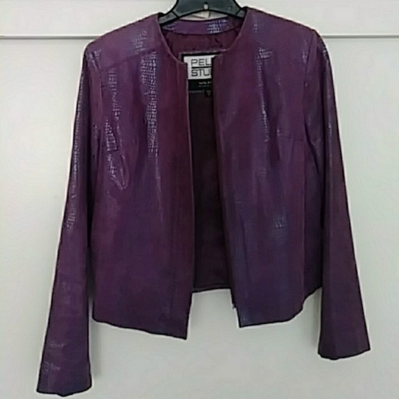 Purple Suede VINTAGE PELLE Moto Jacket -Leather Jacket - Picture 8 of 8